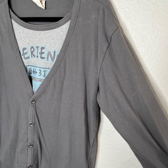 Basic House Gray Cardigan With Hendrix Woodstock Attached Graphic Tee 95 cm - Picture 8 of 12